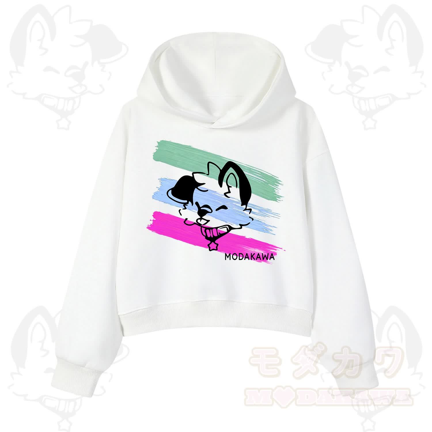 MODAKAWA X popipeko Colorful Cute Puppy Print Hoodie Sweatshirt - White - 3XL - image 1