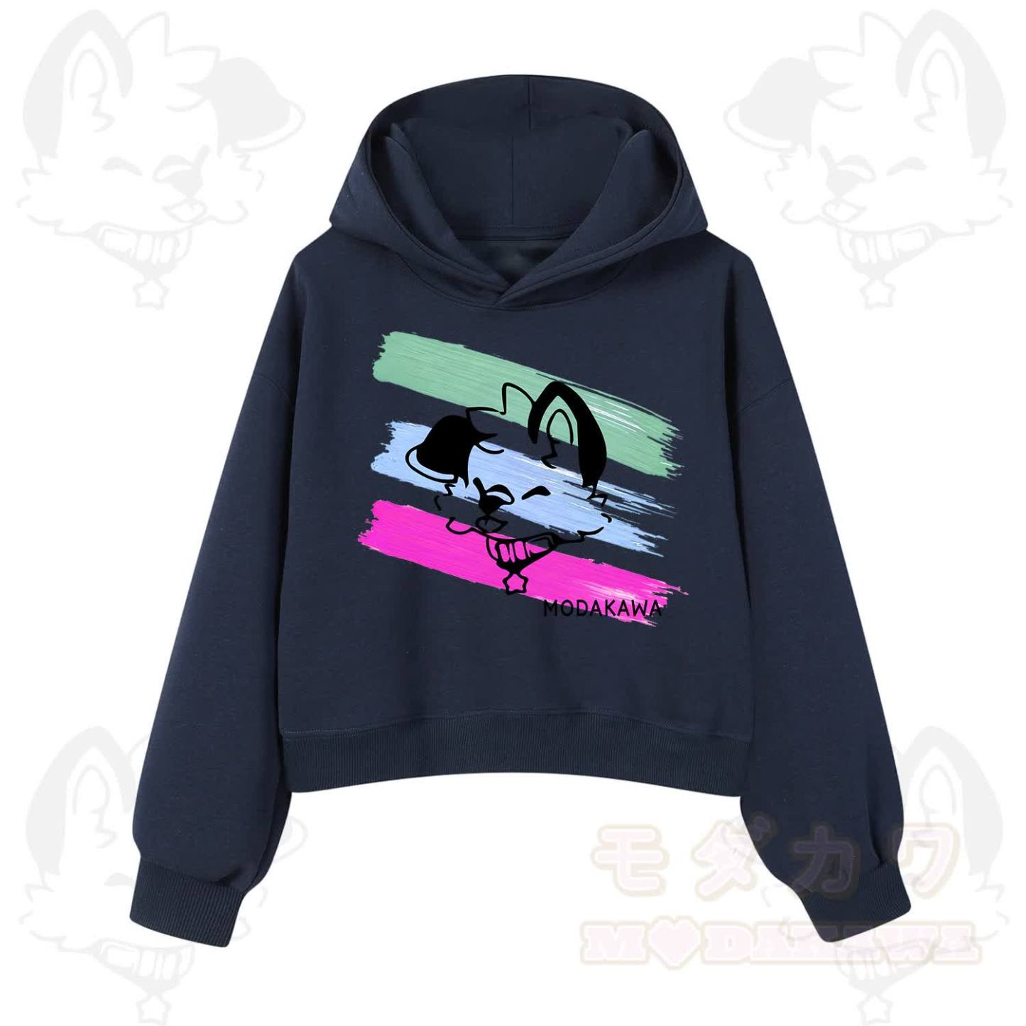MODAKAWA X popipeko Colorful Cute Puppy Print Hoodie Sweatshirt - Navy Blue - 3XL - image 3
