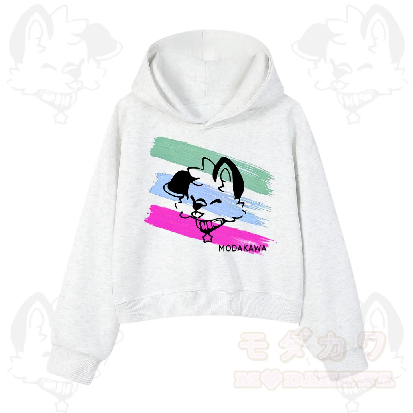MODAKAWA X popipeko Colorful Cute Puppy Print Hoodie Sweatshirt - Light Grey - 3XL - image 6