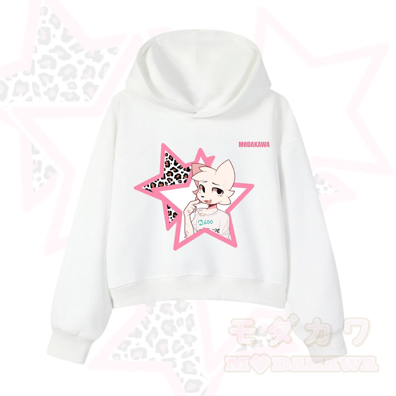  MODAKAWA X zarckets Kawaii Anime Fox Star Graphic Hoodie Sweatshirt - White - 3XL - image 3