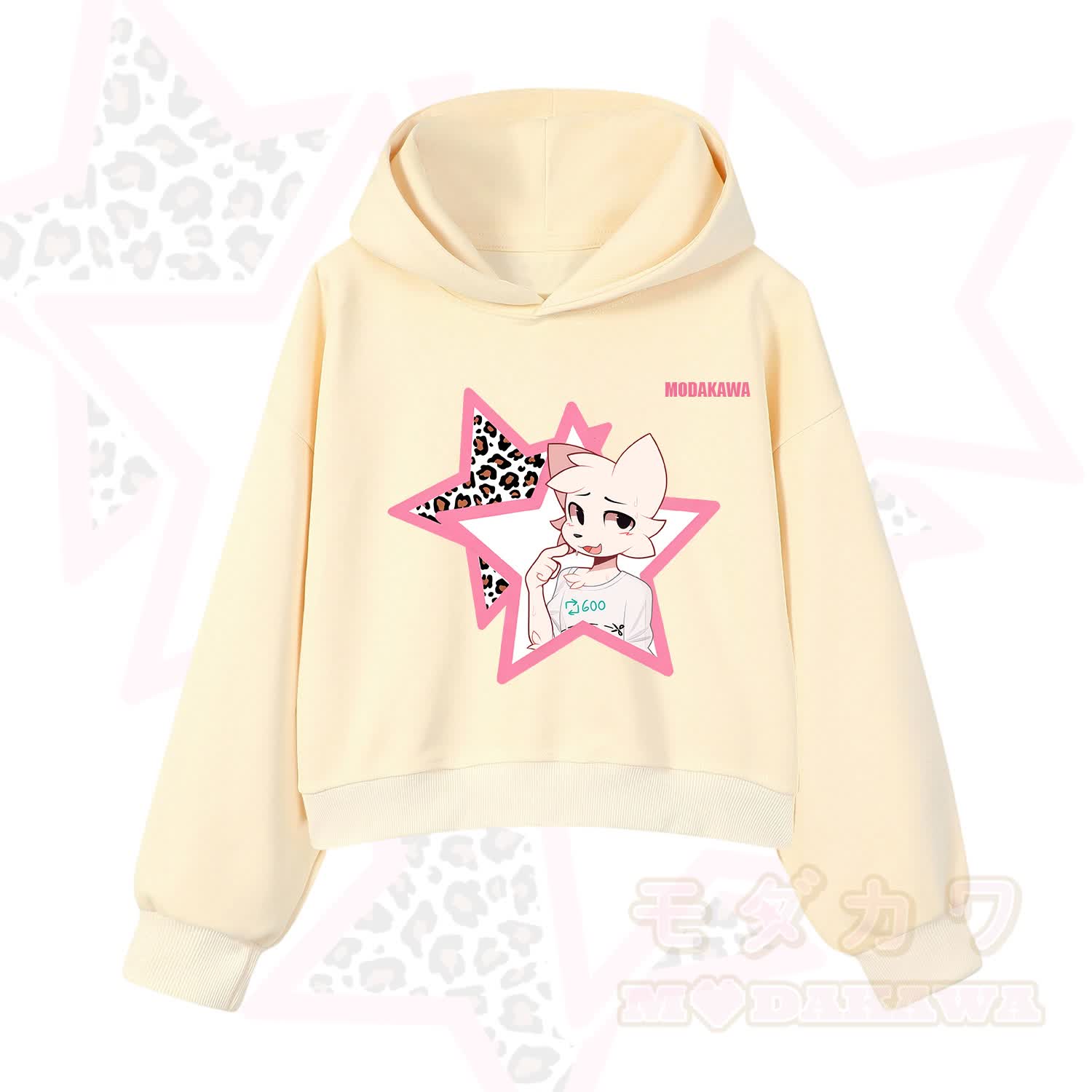  MODAKAWA X zarckets Kawaii Anime Fox Star Graphic Hoodie Sweatshirt - Apricot - 3XL - image 5