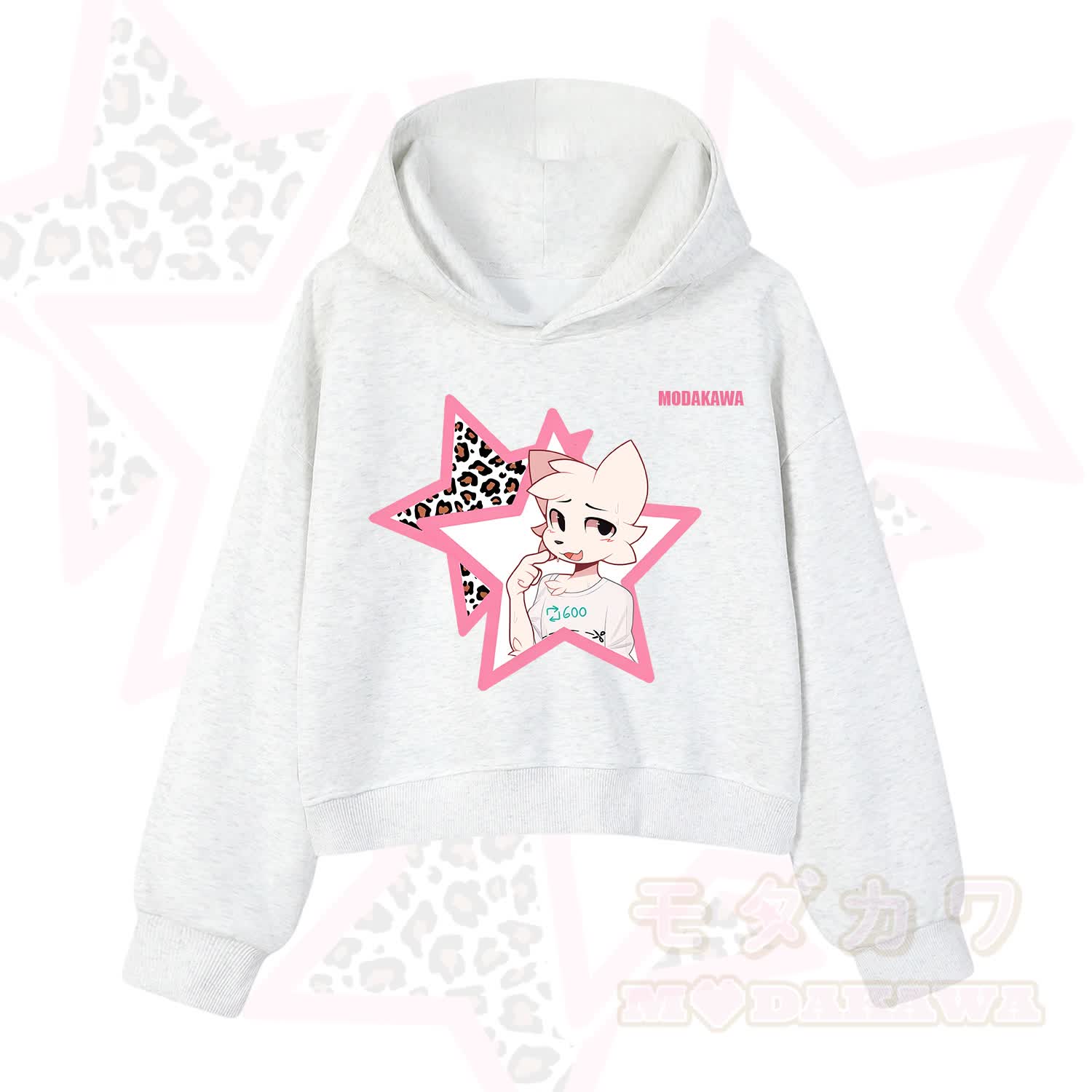  MODAKAWA X zarckets Kawaii Anime Fox Star Graphic Hoodie Sweatshirt - Light Grey - 3XL - image 7