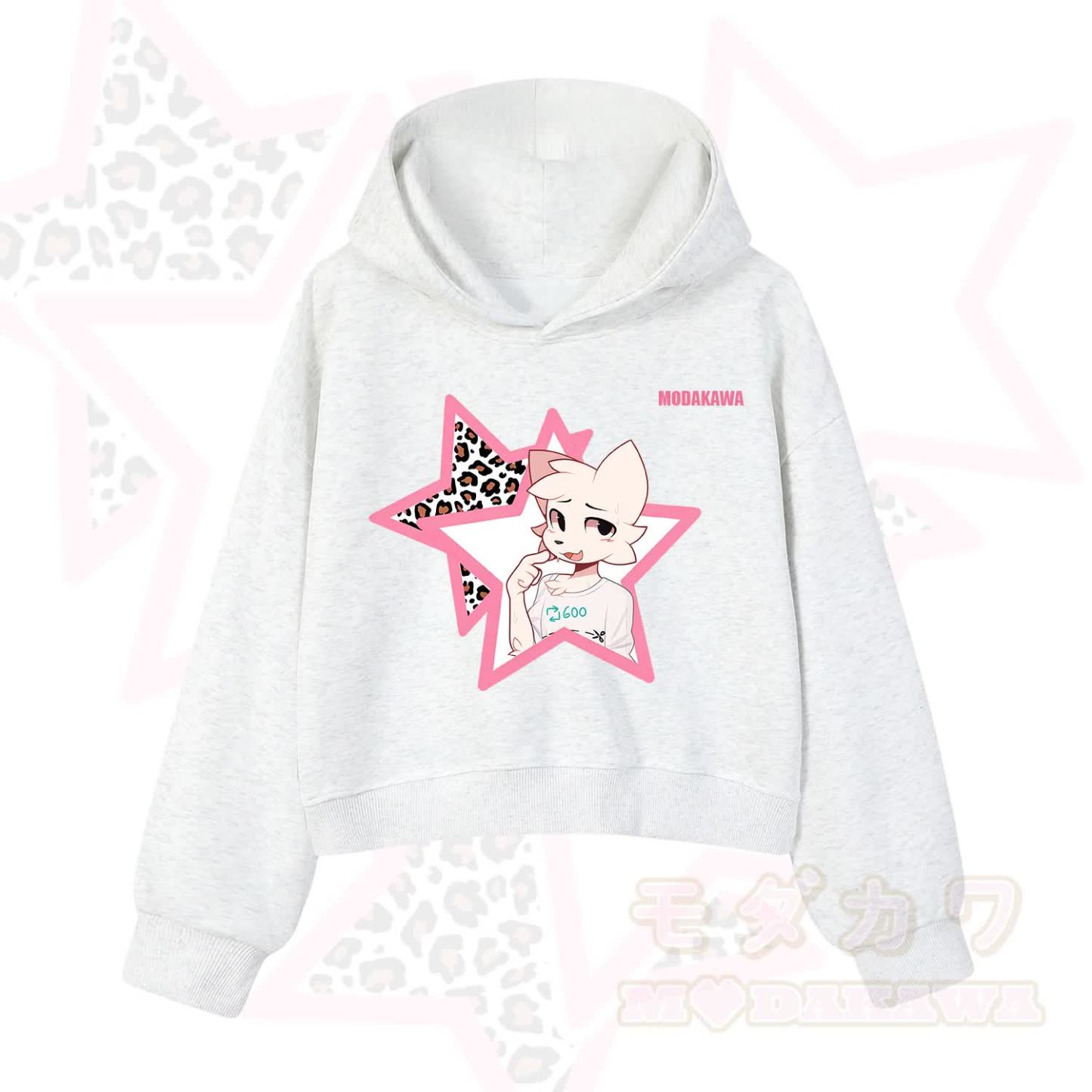  MODAKAWA X zarckets Kawaii Anime Fox Star Graphic Hoodie Sweatshirt - Light Grey - 3XL - image 7