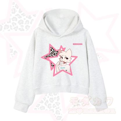  MODAKAWA X zarckets Kawaii Anime Fox Star Graphic Hoodie Sweatshirt - Light Grey - 3XL - image 7