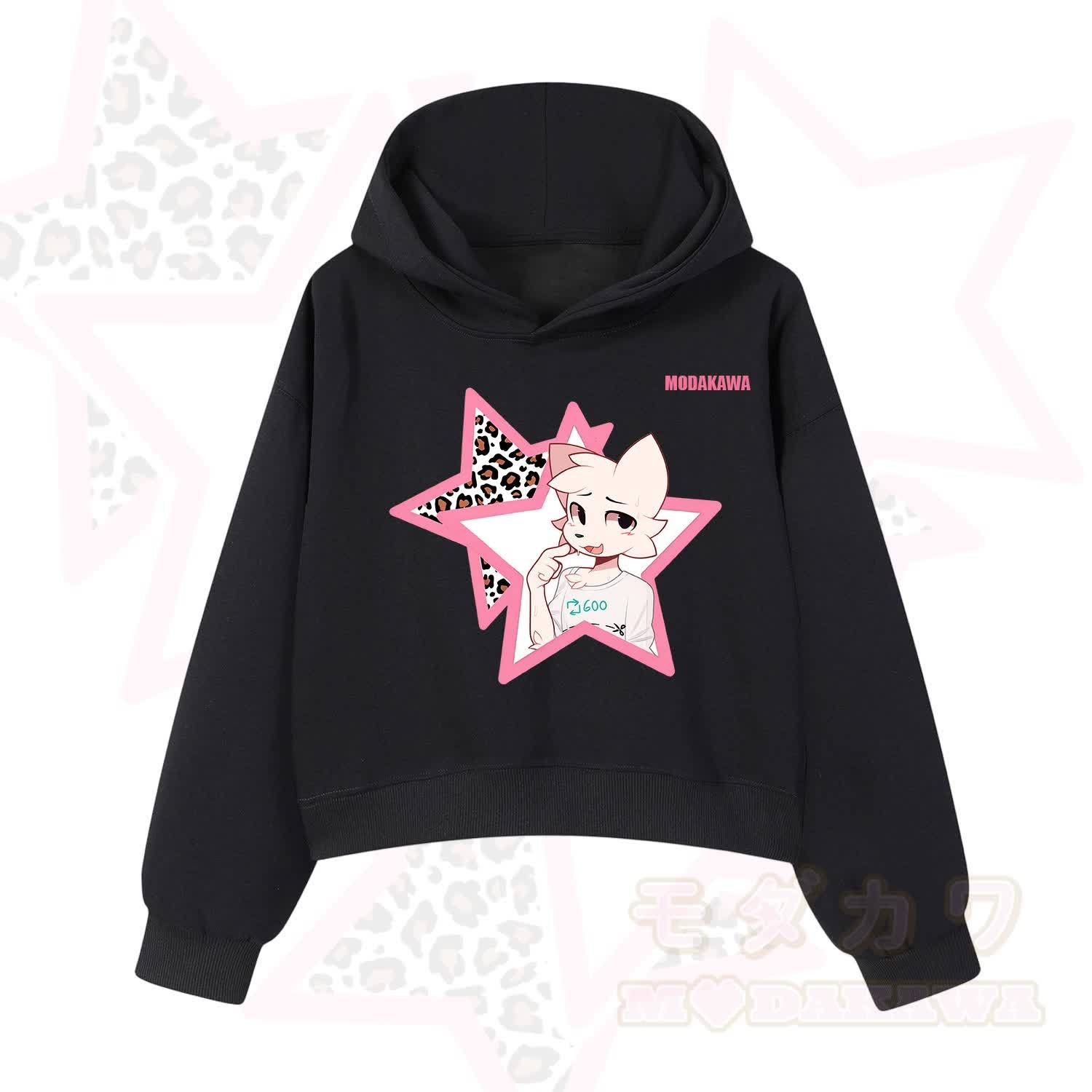  MODAKAWA X zarckets Kawaii Anime Fox Star Graphic Hoodie Sweatshirt - Black - 3XL - image 2
