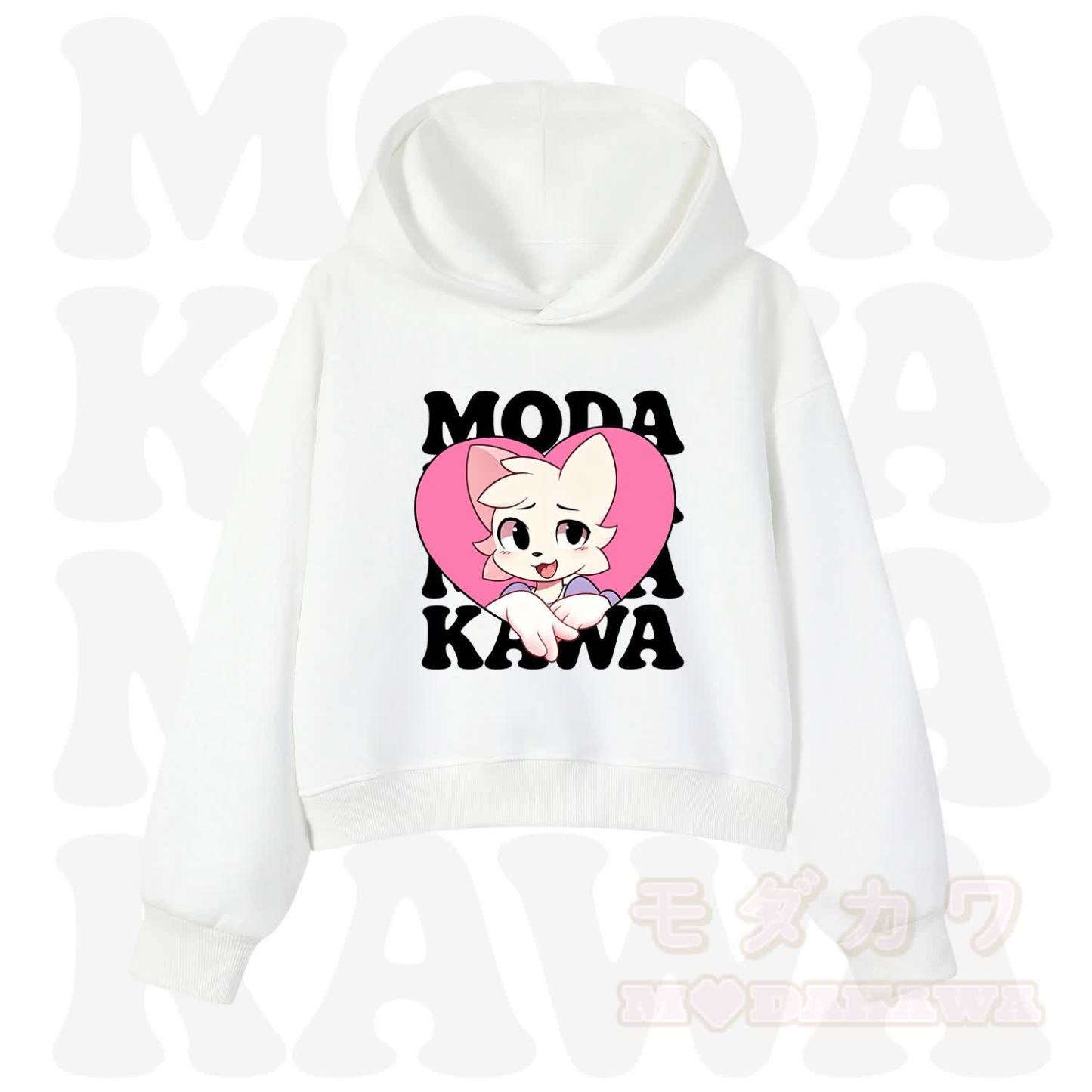  MODAKAWA X zarckets Anime Fox Heart Graphic Hoodie Sweatshirt - White - 3XL - image 3