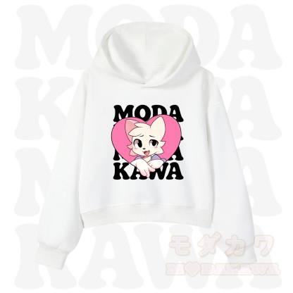  MODAKAWA X zarckets Anime Fox Heart Graphic Hoodie Sweatshirt - White - 3XL - image 3