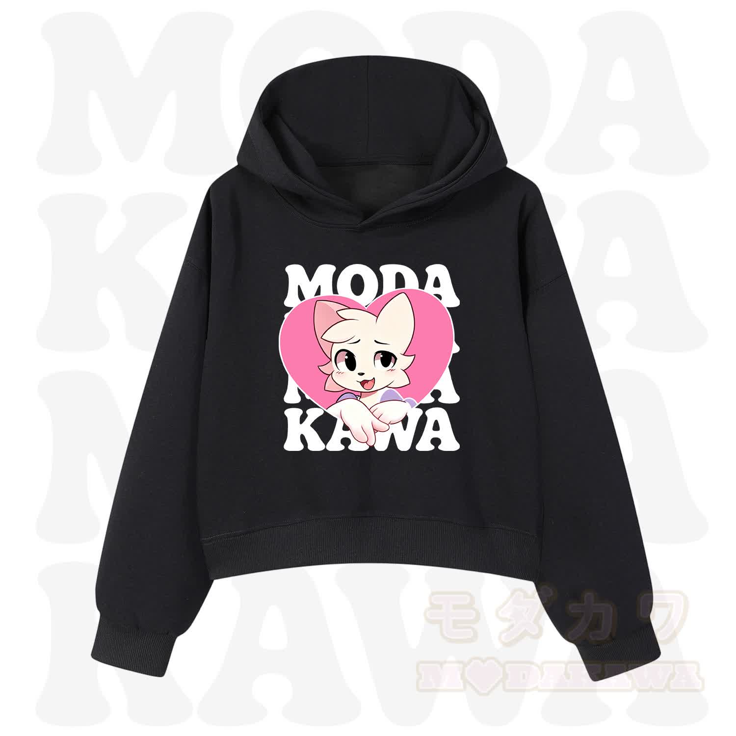  MODAKAWA X zarckets Anime Fox Heart Graphic Hoodie Sweatshirt - Black - 3XL - image 2