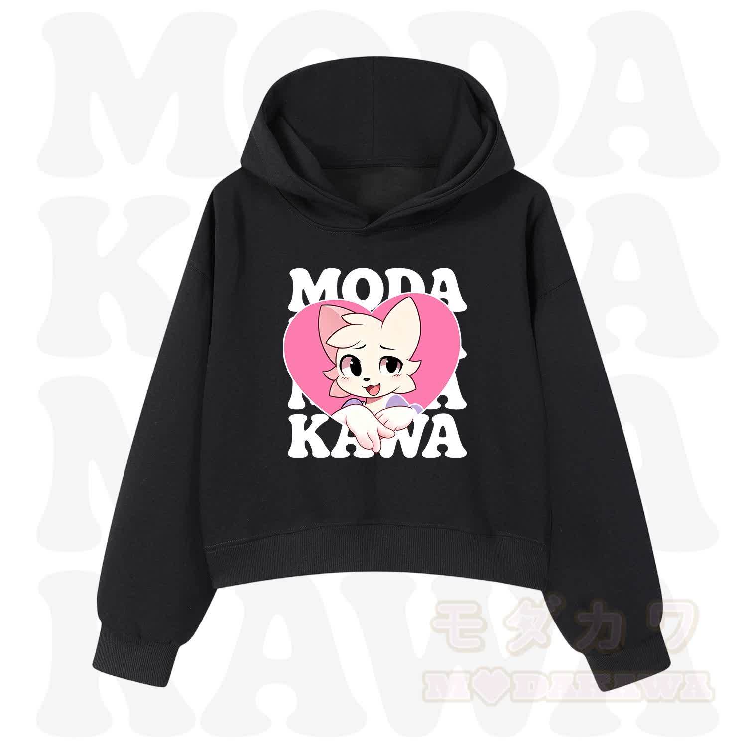  MODAKAWA X zarckets Anime Fox Heart Graphic Hoodie Sweatshirt - Black - 3XL - image 2