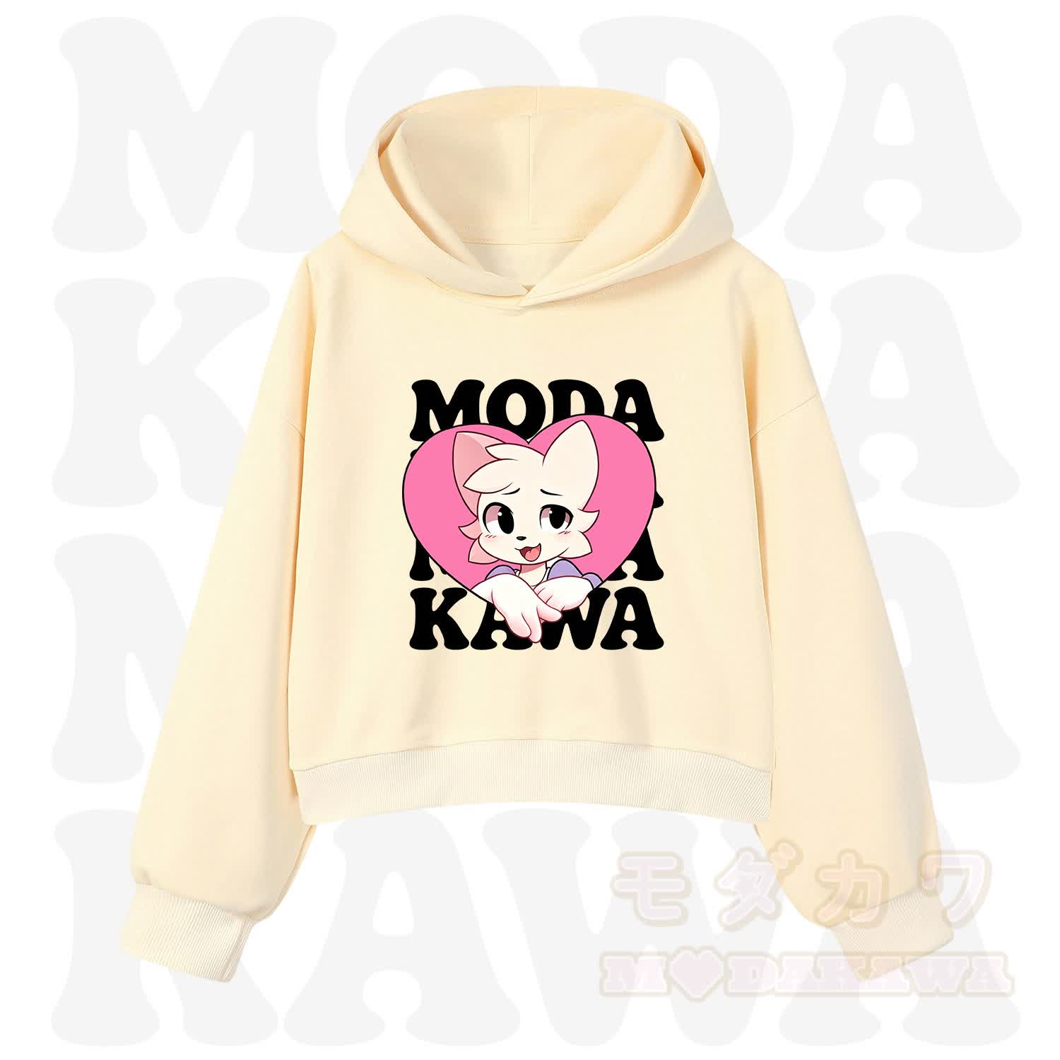  MODAKAWA X zarckets Anime Fox Heart Graphic Hoodie Sweatshirt - Apricot - 3XL - image 6