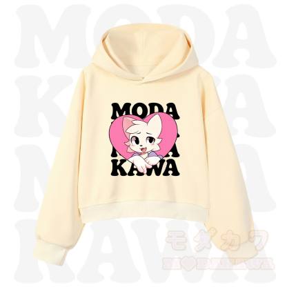  MODAKAWA X zarckets Anime Fox Heart Graphic Hoodie Sweatshirt - Apricot - 3XL - image 6