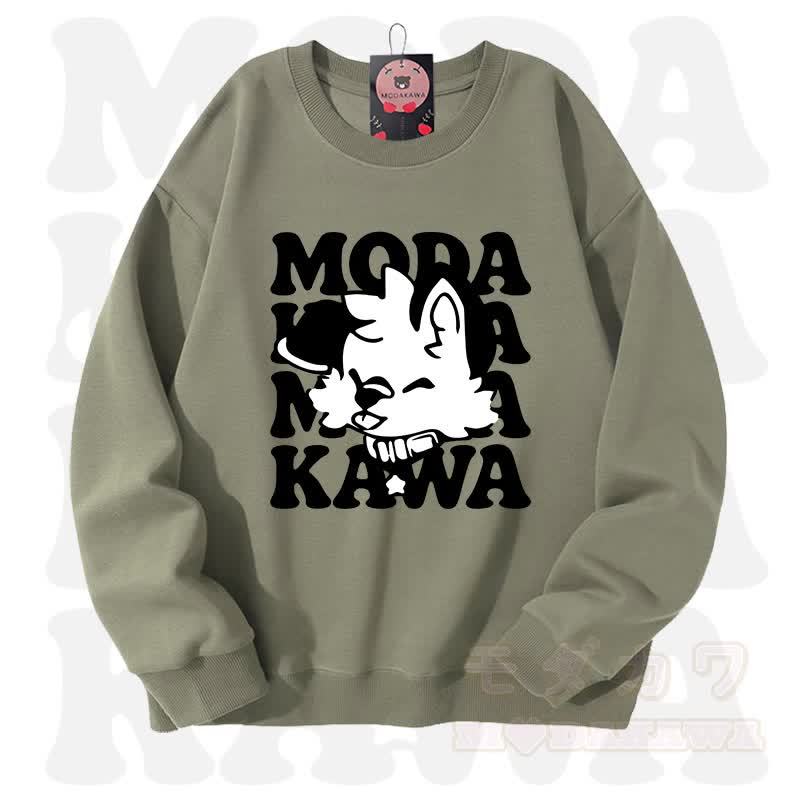MODAKAWA X popipeko Lovely Puppy Graphic Unisex Sweatshirt - Sage Green - 3XL - image 5
