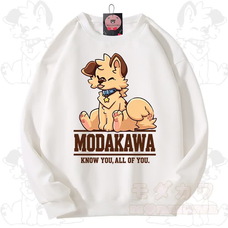 MODAKAWA X popipeko Charming Puppy Graphic Unisex Sweatshirt - White - 3XL - image 1