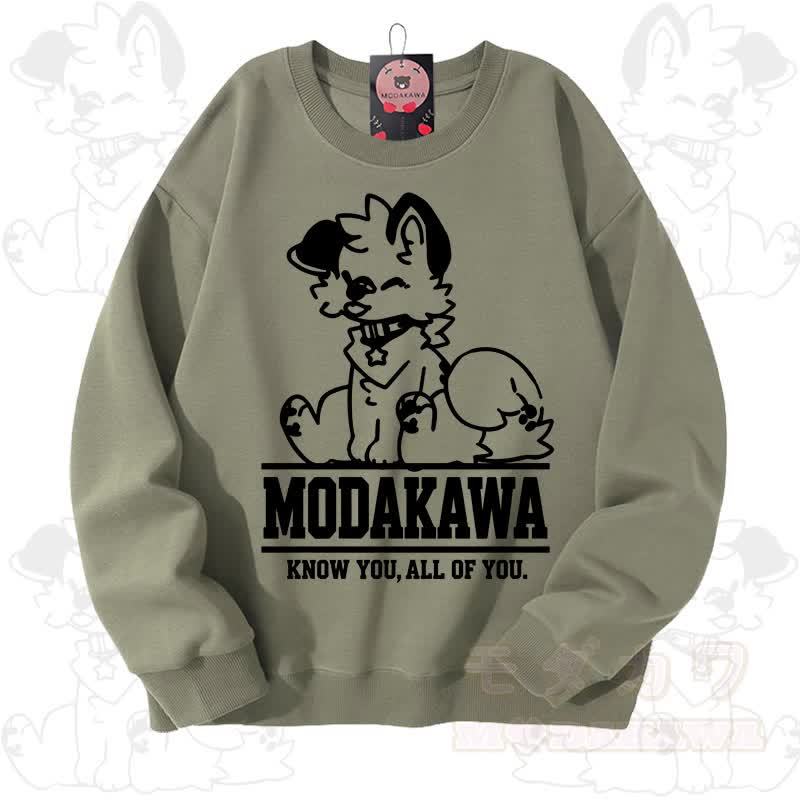 MODAKAWA X popipeko Kawaii Puppy Graphic Unisex Sweatshirt - Sage Green - 3XL - image 6