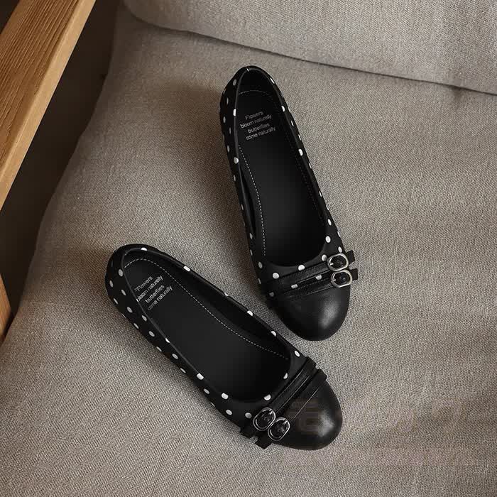 Black Polka Dot Slip On Flats for Women Stylish Shoes - image 6