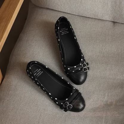 Black Polka Dot Slip On Flats for Women Stylish Shoes - image 6