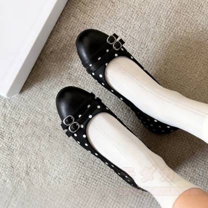 Black Polka Dot Slip On Flats for Women Stylish Shoes - image 4