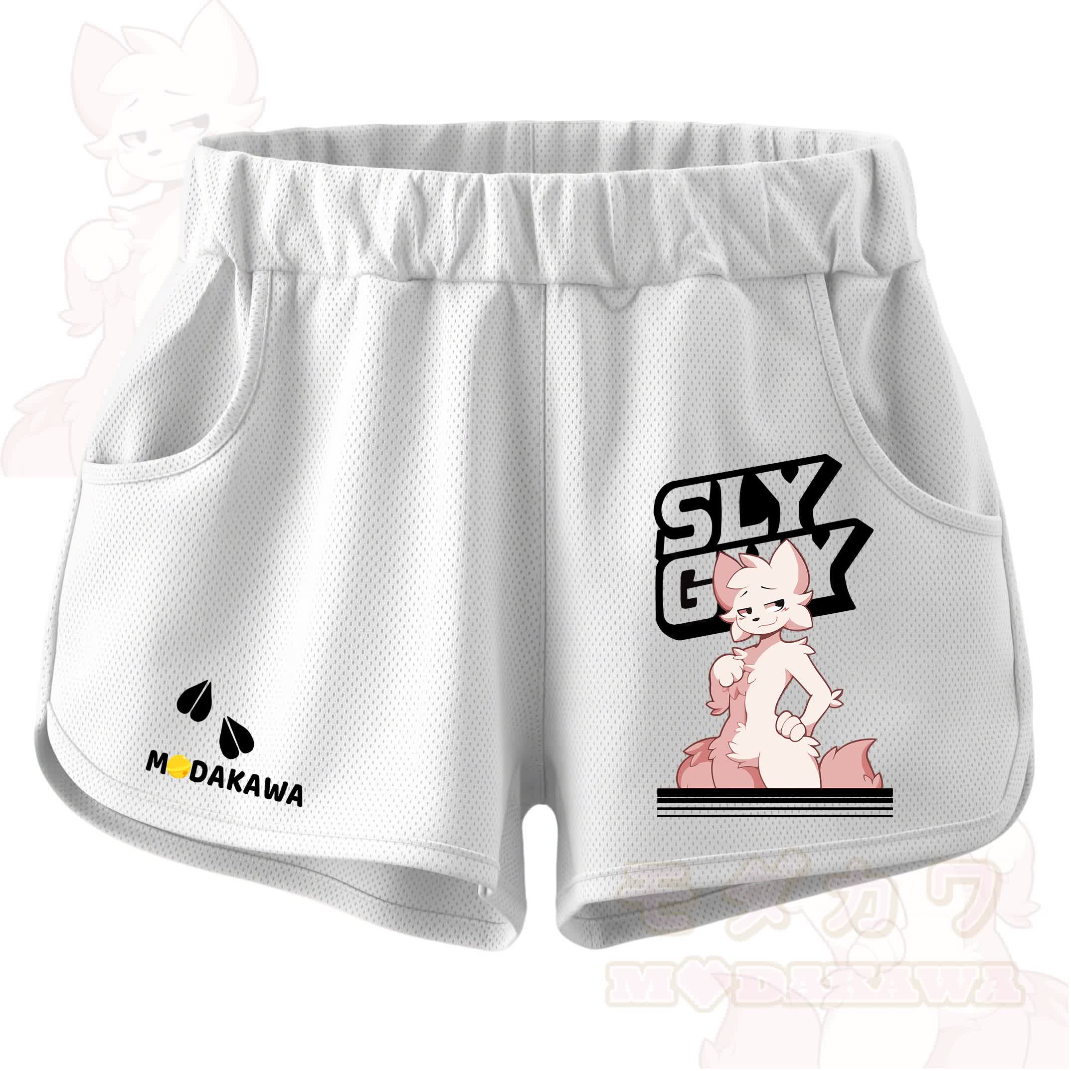 MODAKAWA X zarckets SLY GUY Anime Fox Print Casual Shorts - White - 5XL - image 2