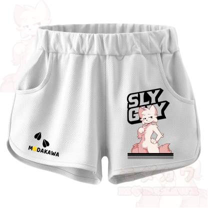 MODAKAWA X zarckets SLY GUY Anime Fox Print Casual Shorts - White - 5XL - image 2