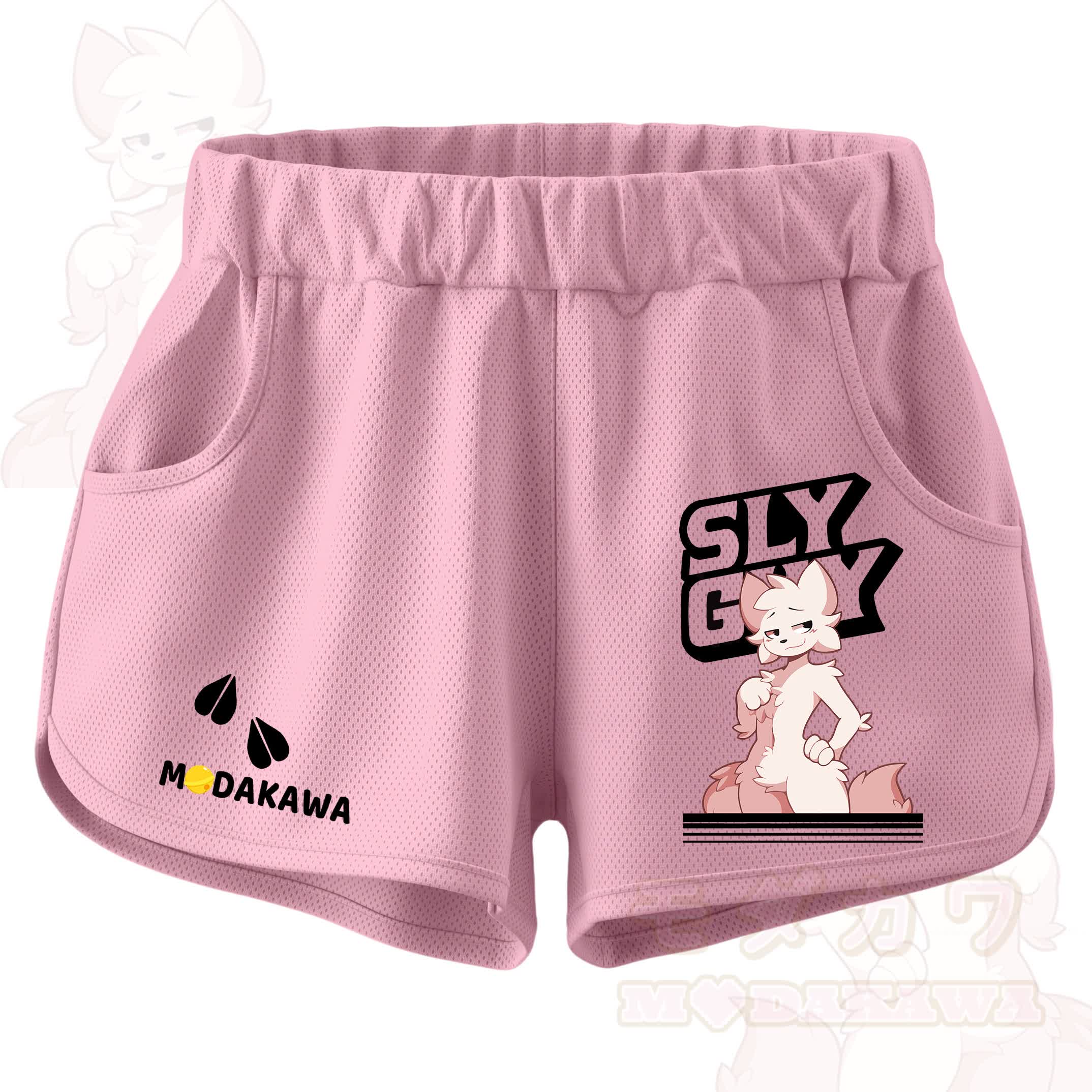 MODAKAWA X zarckets SLY GUY Anime Fox Print Casual Shorts - Pink - 5XL - image 4