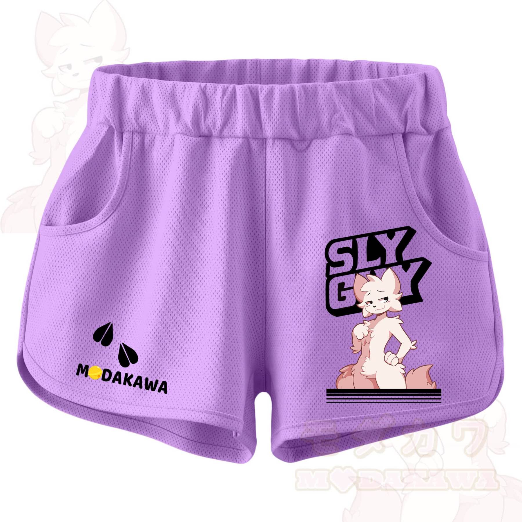 MODAKAWA X zarckets SLY GUY Anime Fox Print Casual Shorts - Purple - 5XL - image 5
