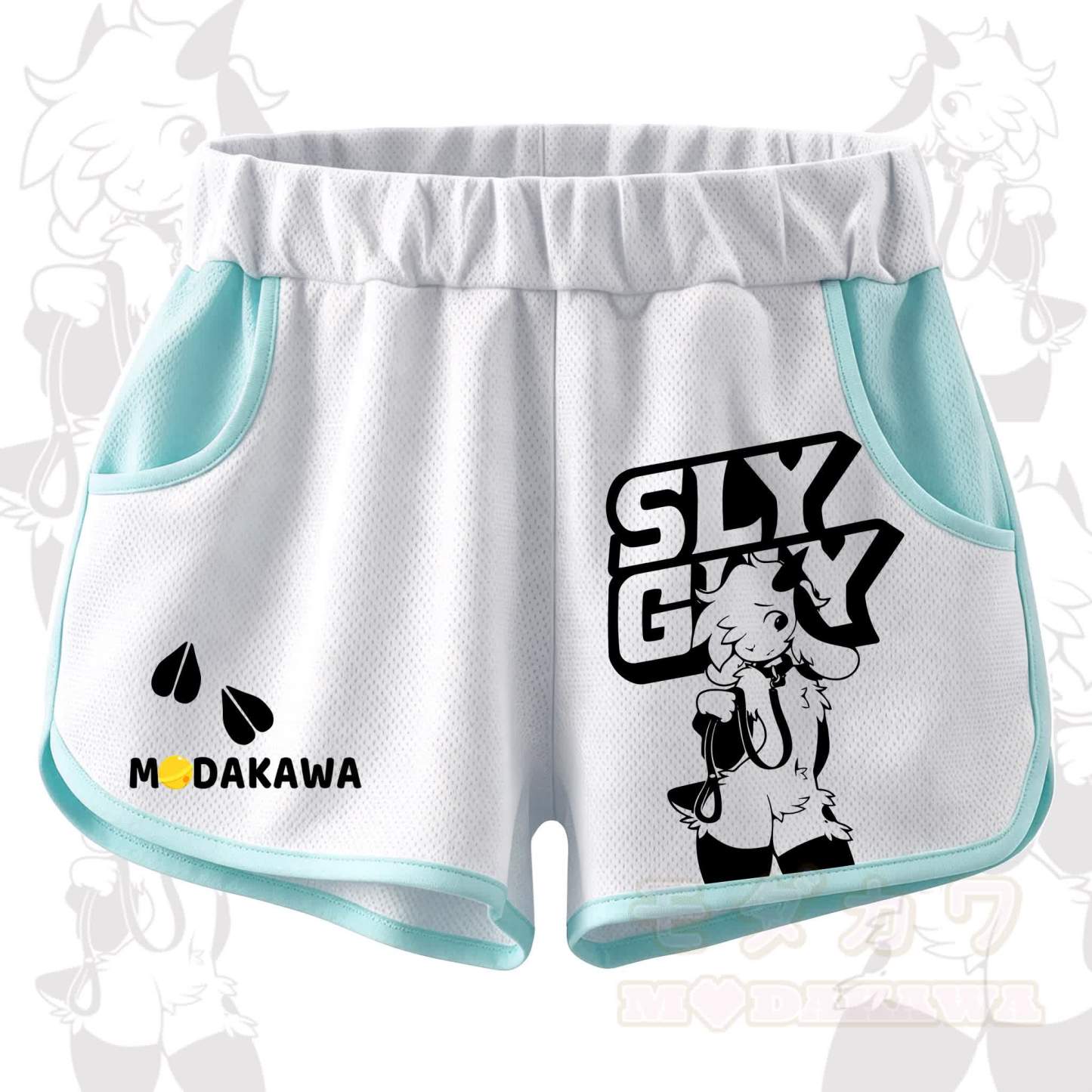 MODAKAWA X zarckets SLY GUY Anime Goat Print Casual Shorts - Mint Green - 5XL - image 3