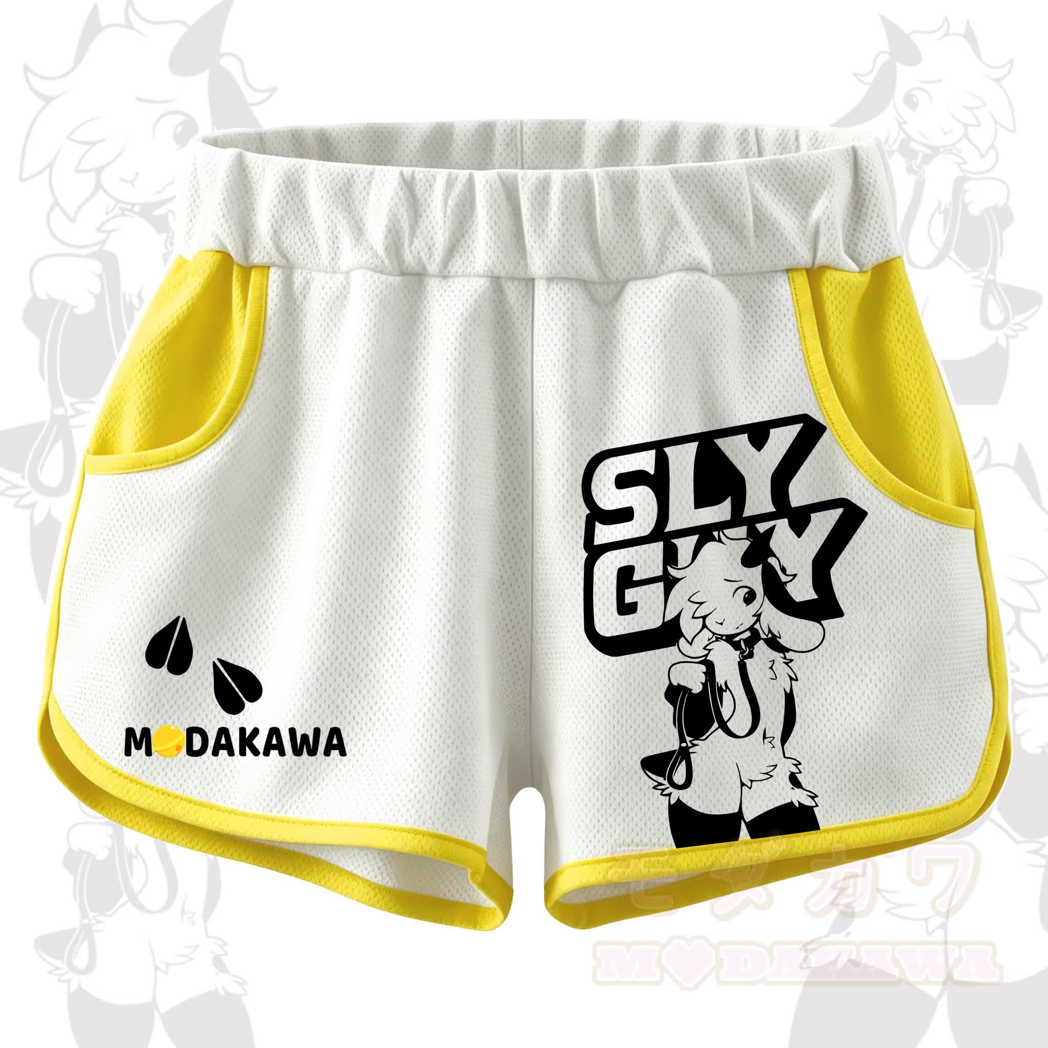 MODAKAWA X zarckets SLY GUY Anime Goat Print Casual Shorts - Light Yellow - 5XL - image 4