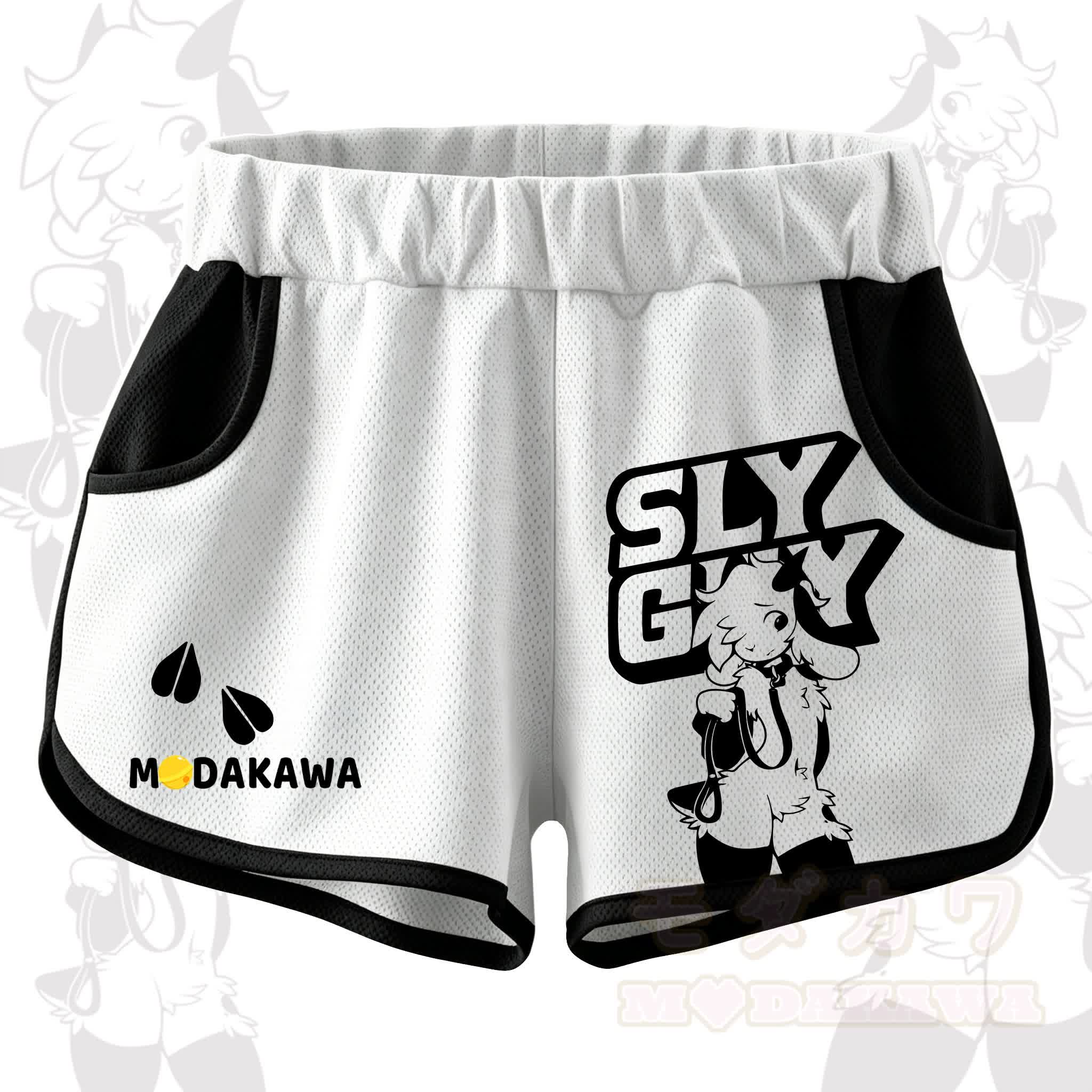 MODAKAWA X zarckets SLY GUY Anime Goat Print Casual Shorts - Black - 5XL - image 1