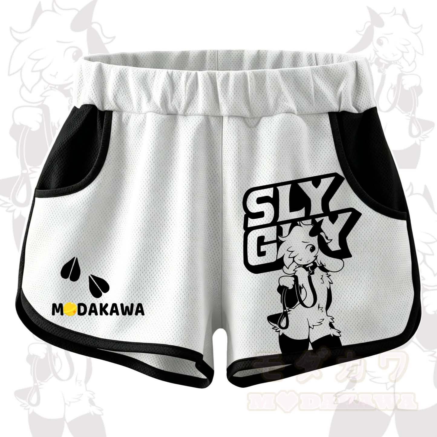 MODAKAWA X zarckets SLY GUY Anime Goat Print Casual Shorts - Black - 5XL - image 1