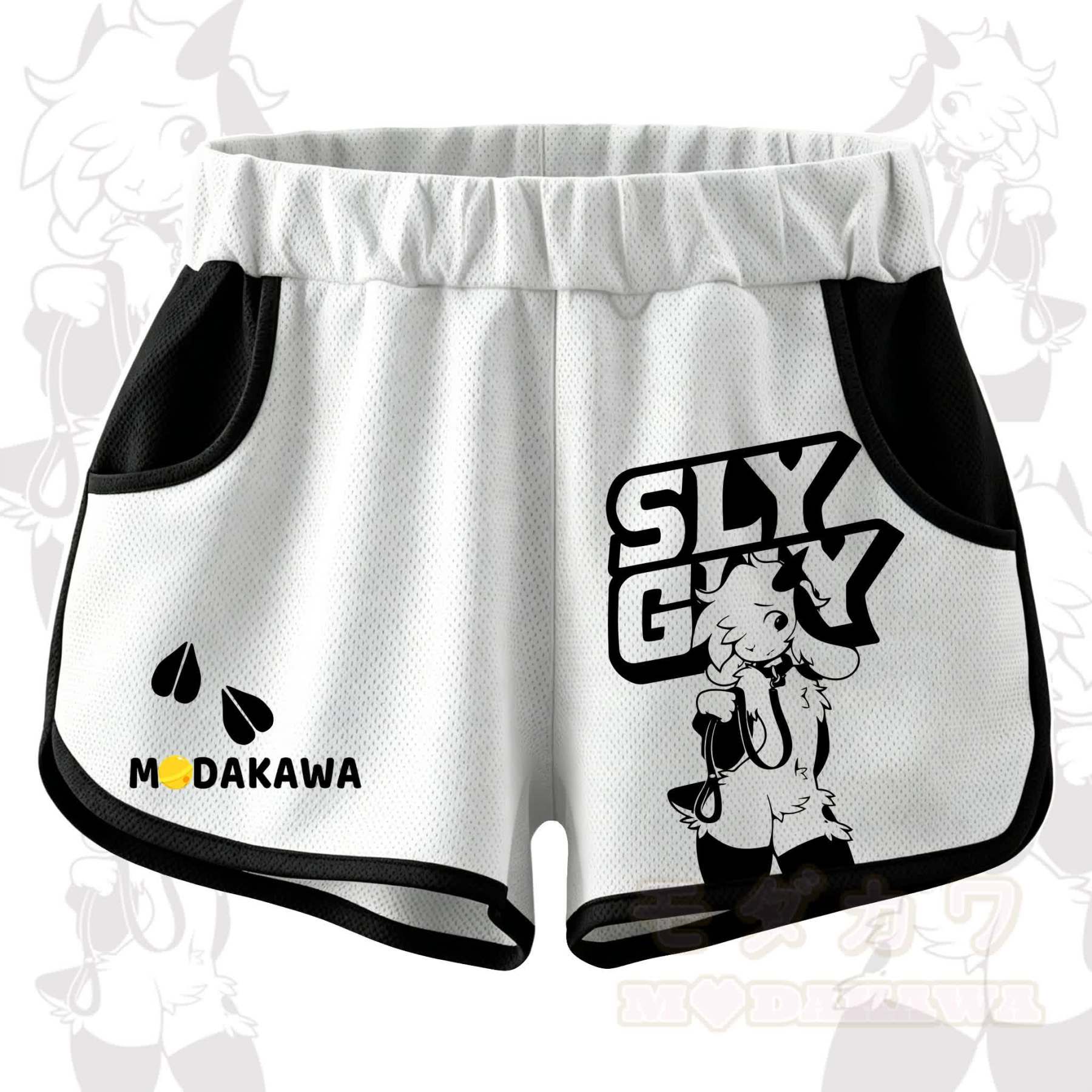MODAKAWA X zarckets SLY GUY Anime Goat Print Casual Shorts - Black - 5XL - image 1