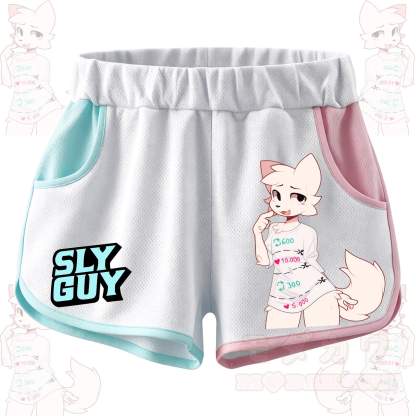 MODAKAWA X zarckets SLY GUY Cute Anime Fox Print Casual Shorts - Mint Green & Pink - 5XL - image 1