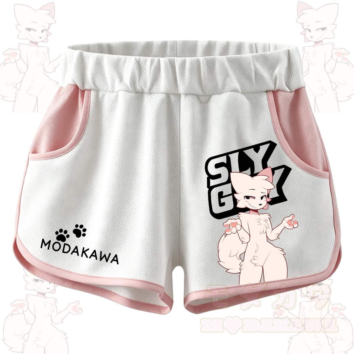 MODAKAWA X zarckets SLY GUY Anime Fox Print Casual Shorts - Pink - 5XL - image 3