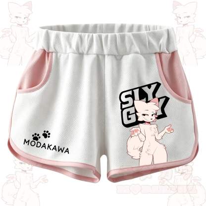 MODAKAWA X zarckets SLY GUY Anime Fox Print Casual Shorts - Pink - 5XL - image 3