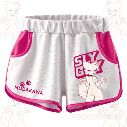 MODAKAWA X zarckets SLY GUY Anime Fox Print Casual Shorts - Rose Red - 5XL - image 1