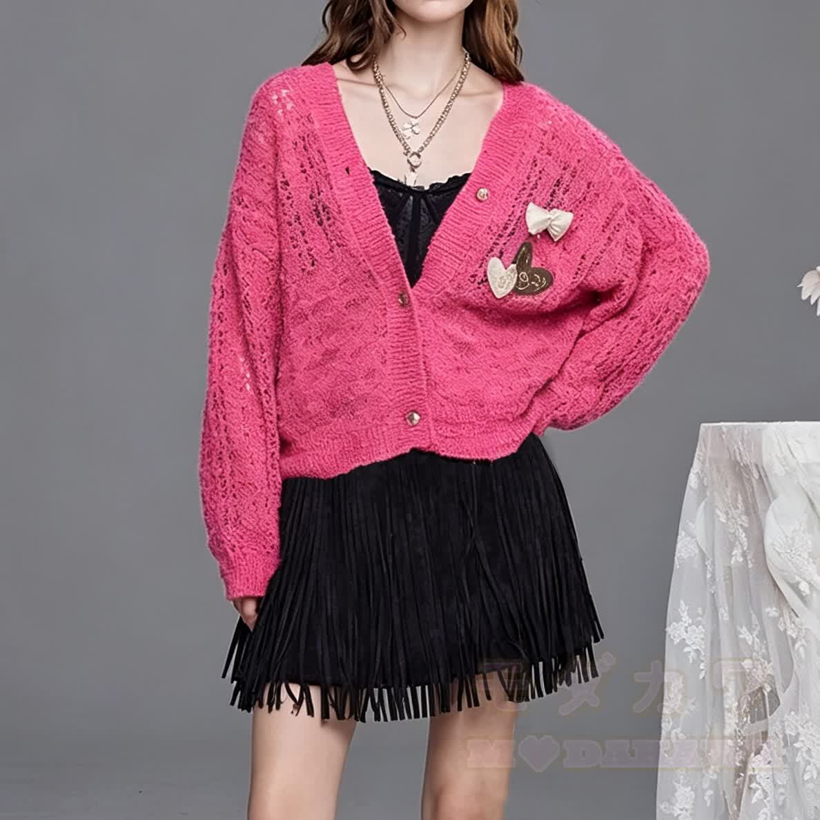 Vintage Faux Suede Mini Skirt with Fringe and Belt - image 3