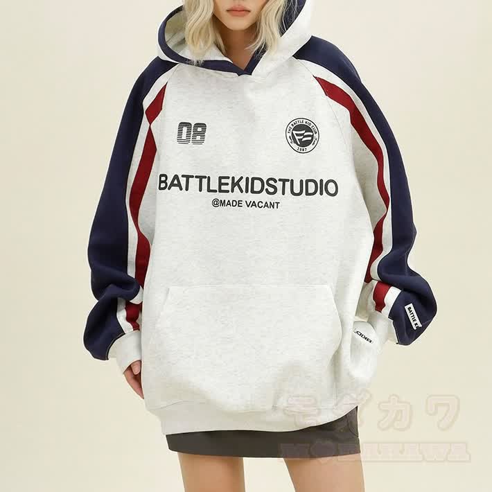 Vintage Color Block Unisex Hooded Sweatshirt - image 2