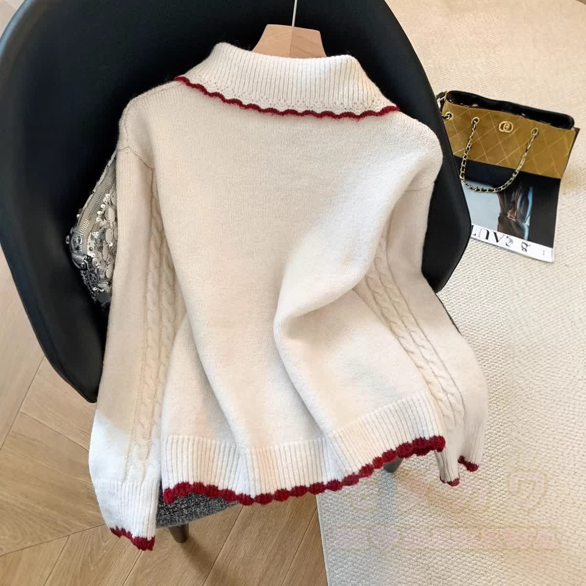 Sweet Peter Pan Collar Knit Cardigan Sweater - image 6