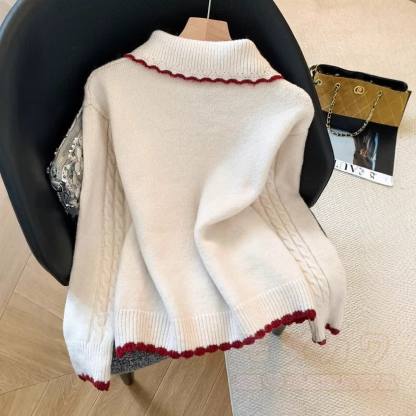 Sweet Peter Pan Collar Knit Cardigan Sweater - image 6
