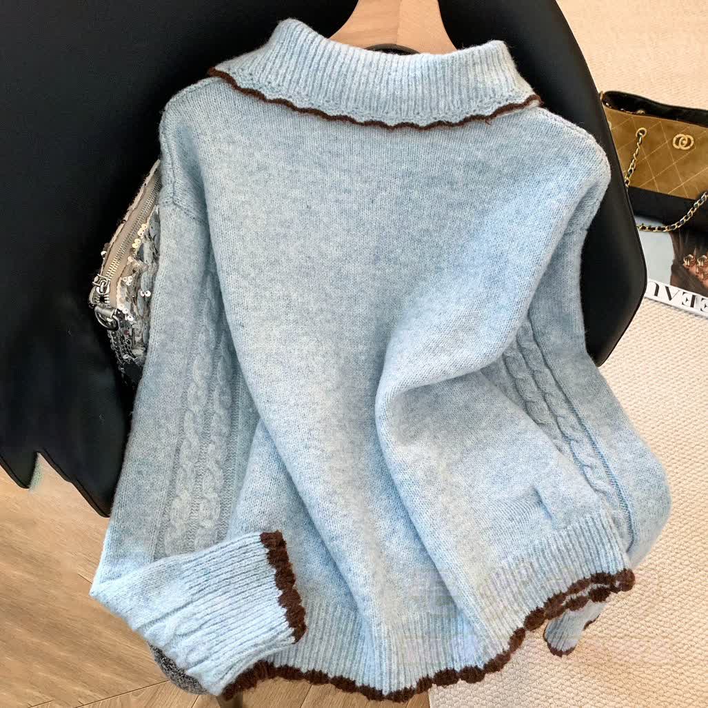 Sweet Peter Pan Collar Knit Cardigan Sweater - image 3