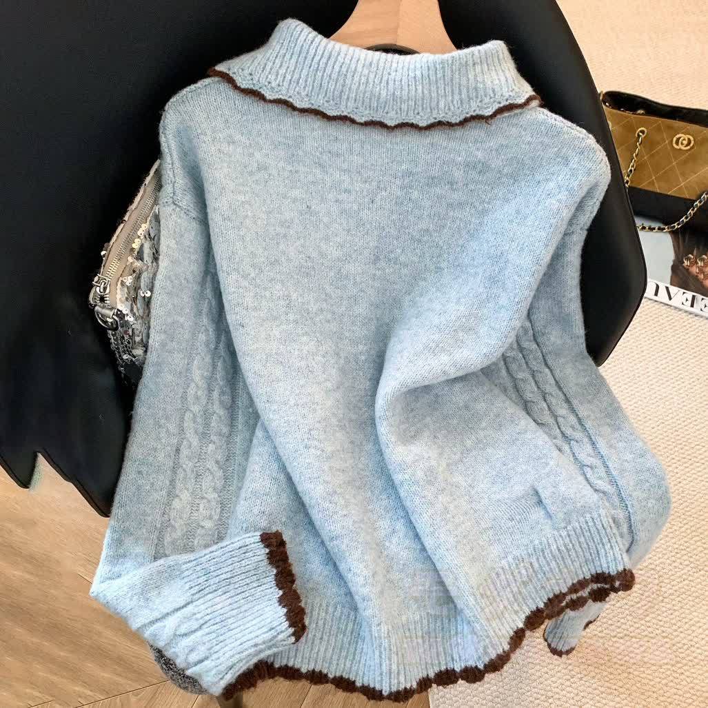 Sweet Peter Pan Collar Knit Cardigan Sweater - image 3