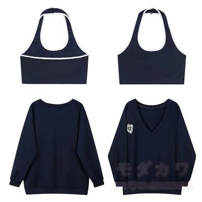 Oversized Hoodie with Off Shoulder Cami Top Two Pieces Set - Fleece-Lined Set - 2XL - image 2
