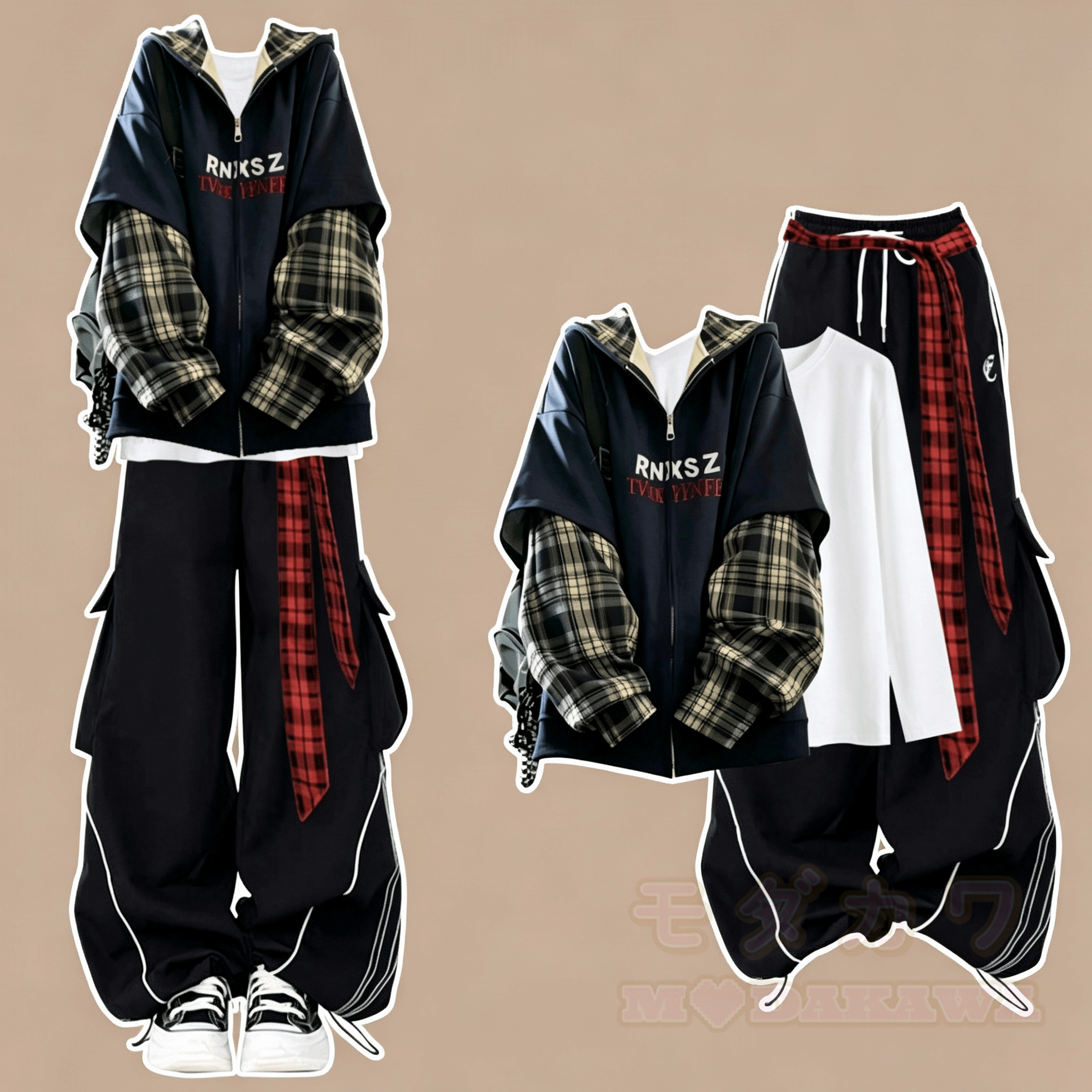 Casual Hooded Sweatshirt with Long Sleeves Top and Pants Three Pieces Set - Set - XL - image 1
