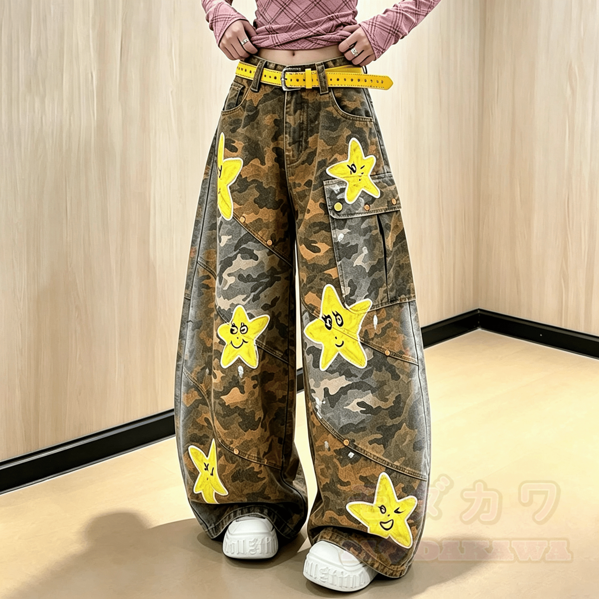 Vintage Star Print Camo Denim Jeans - Camo - 4XL - image 1