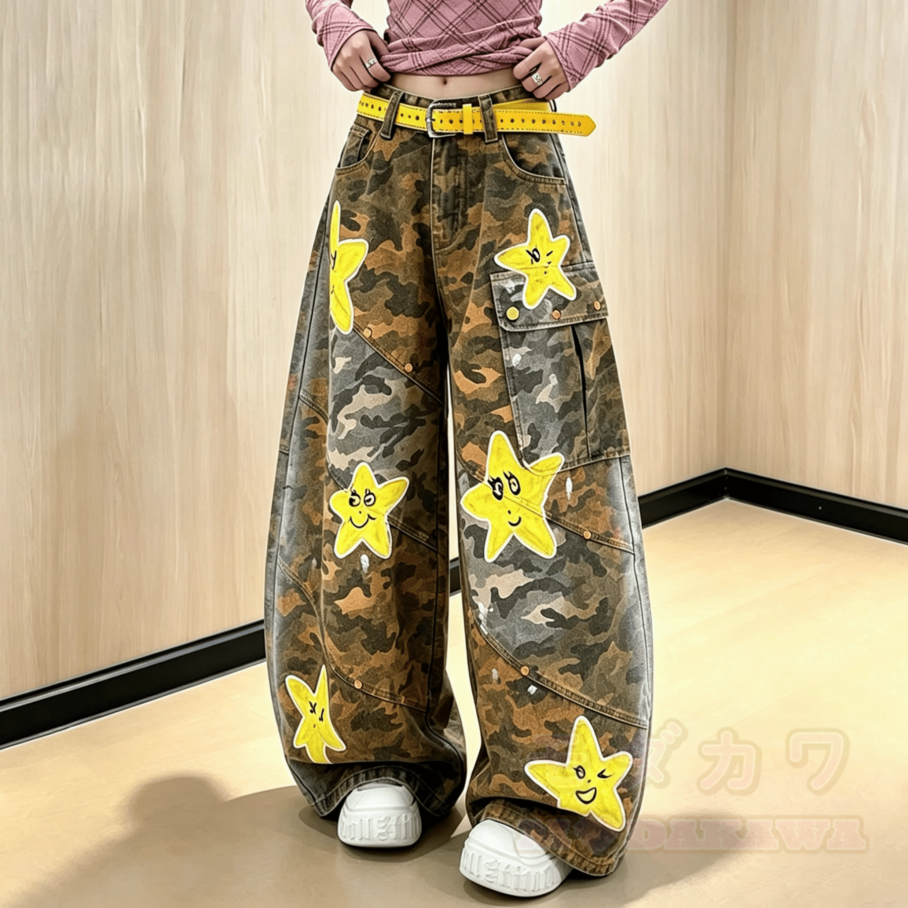 Vintage Star Print Camo Denim Jeans - Camo - 4XL - image 1