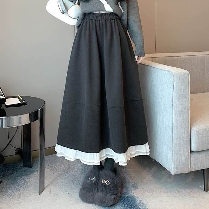 Gray Knit Sweater and Shirt and Skirt Three Pieces Set - Skirt - XL - image 6