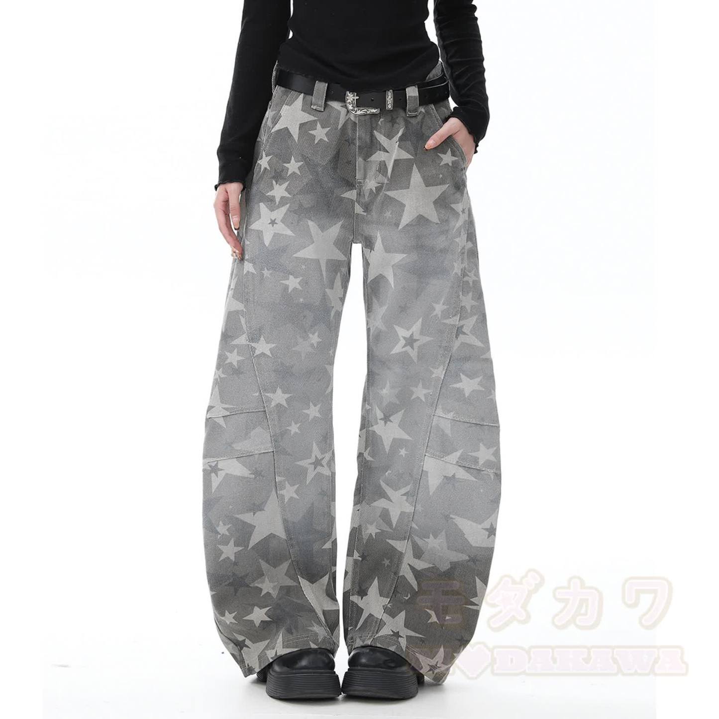 Y2K Star Print Camo Wide Leg Jeans - image 6