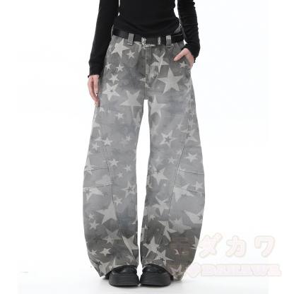 Y2K Star Print Camo Wide Leg Jeans - image 6