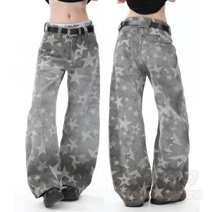 Y2K Star Print Camo Wide Leg Jeans - image 5