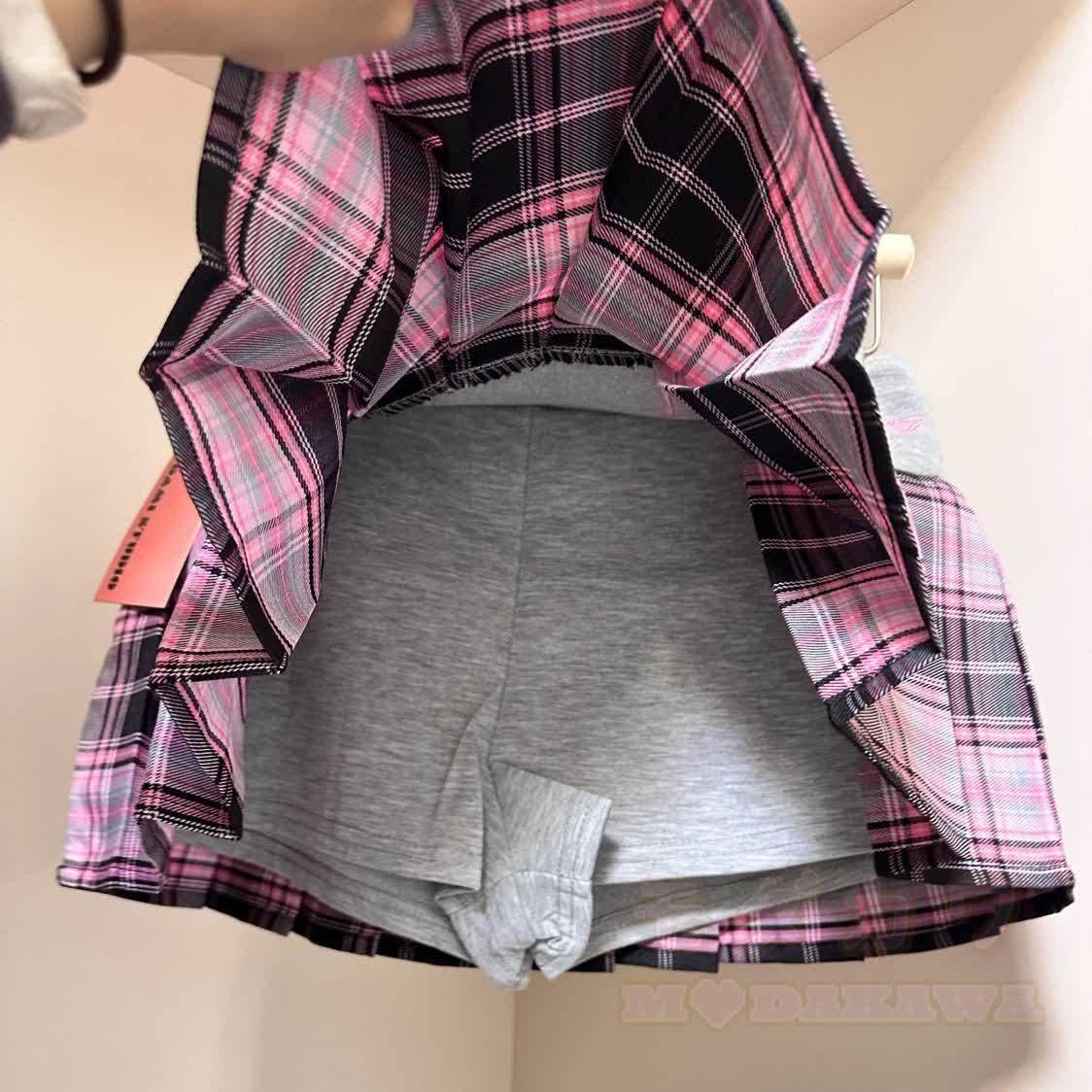 Y2K Embroidered Plaid Pleated Mini Skirt - image 6