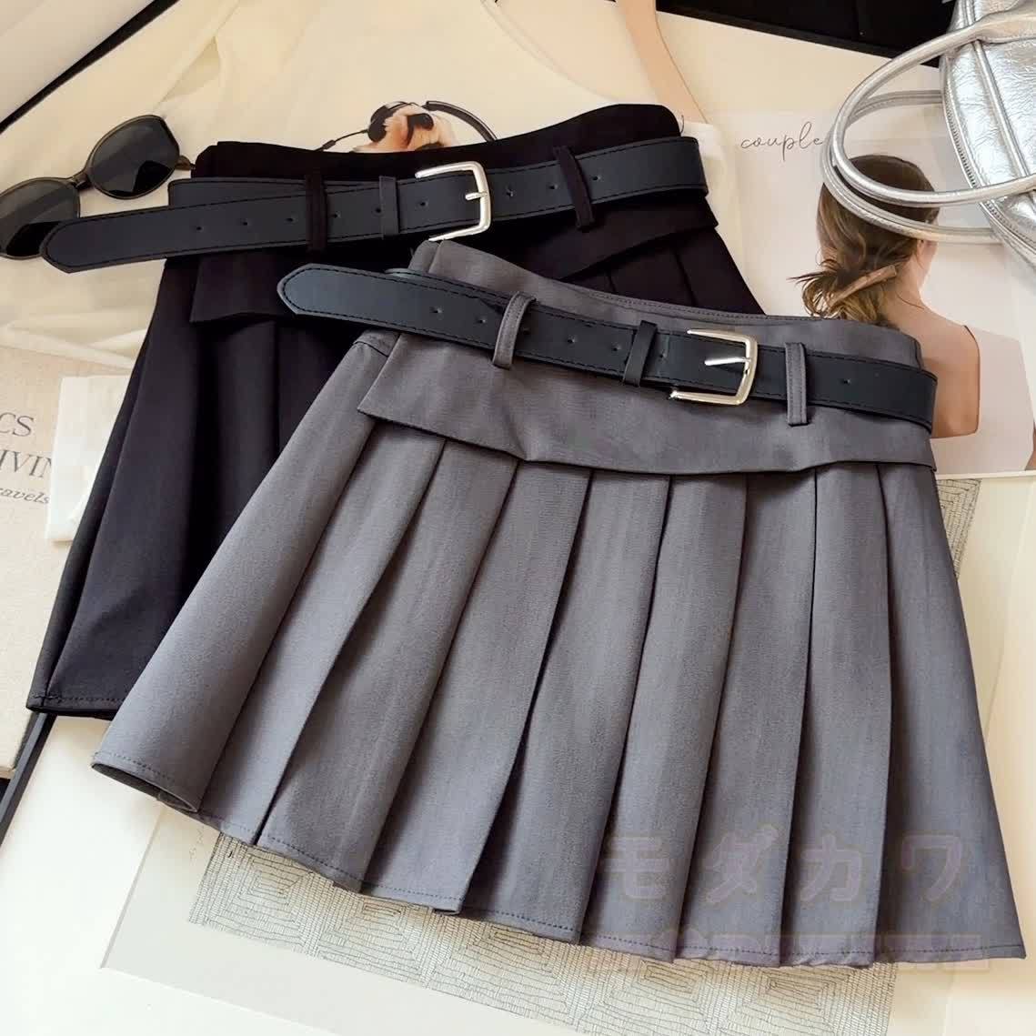 Preppy Pleated Mini Skirt with Belt - image 1